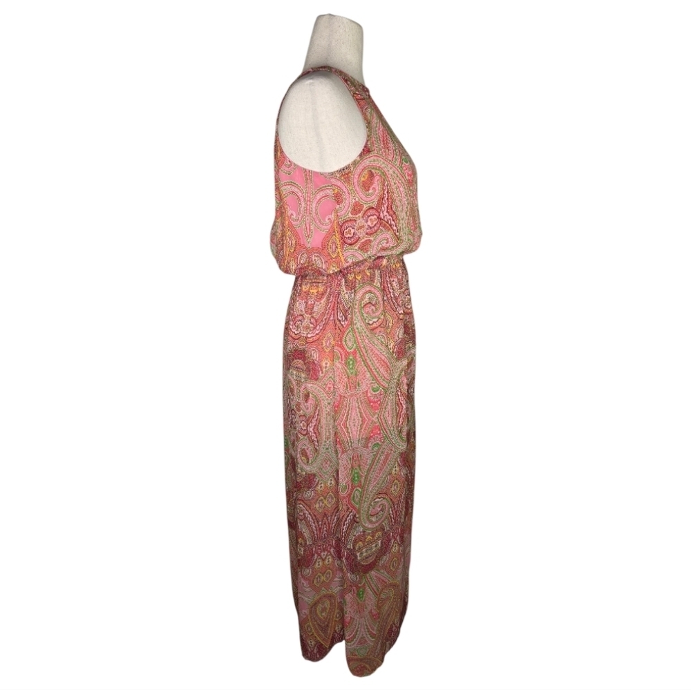 New York & Company Paisley Halter Maxi Dress Pink Boho Summer Size Medium - Picture 3 of 11